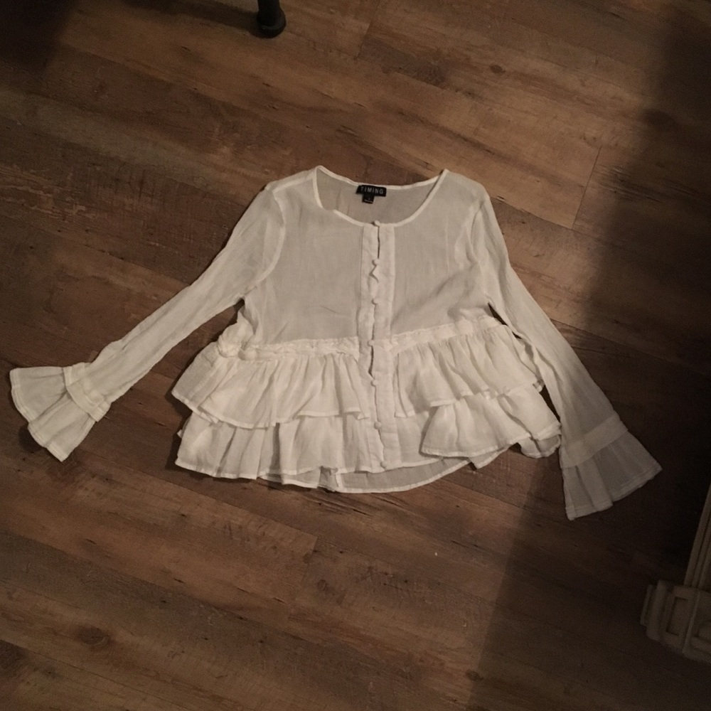 White Bell Sleeve Blouse